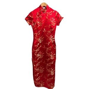 Yi Fang Qipao Cheongsam Silk Dress Traditional Blossum Chinese Dress Sz 34 (S/M)